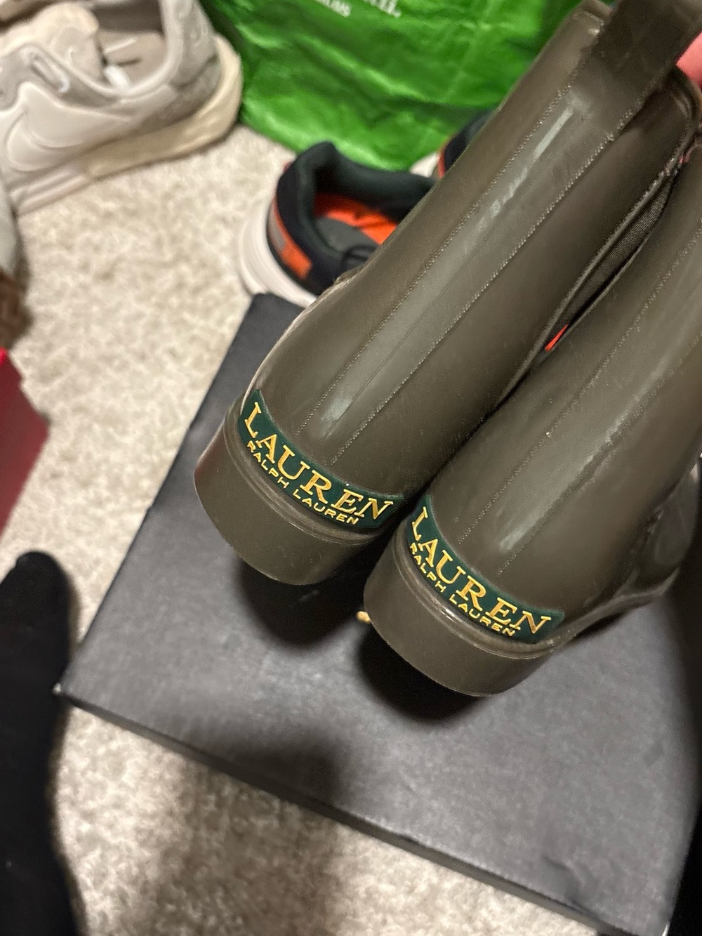 Ralph Lauren Olive Green Pull-On Rain Boots